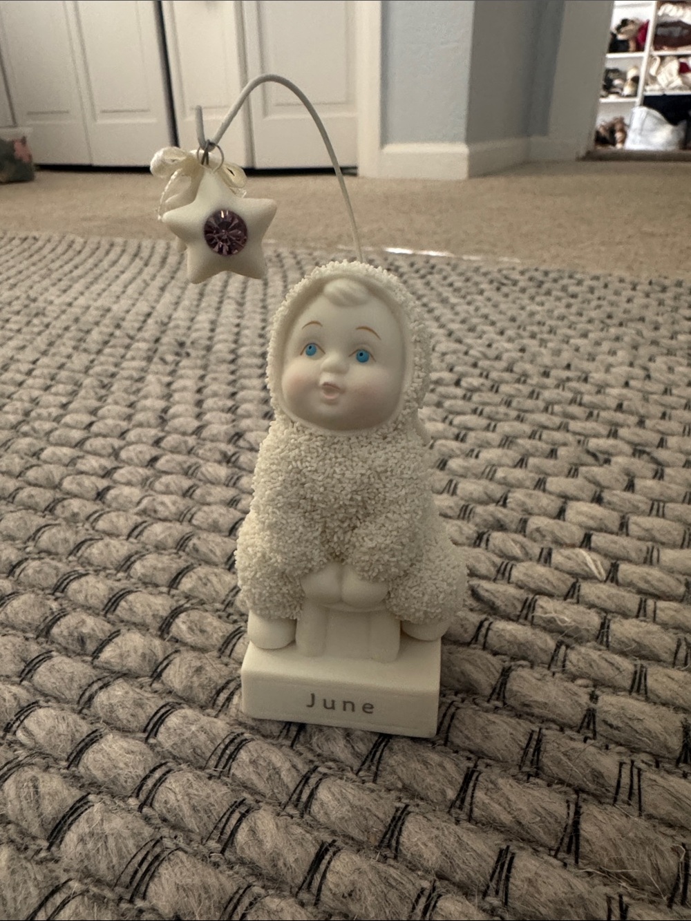 Department 56 White Baby 'June' Figurine Photo Holder with Pink Star Accent